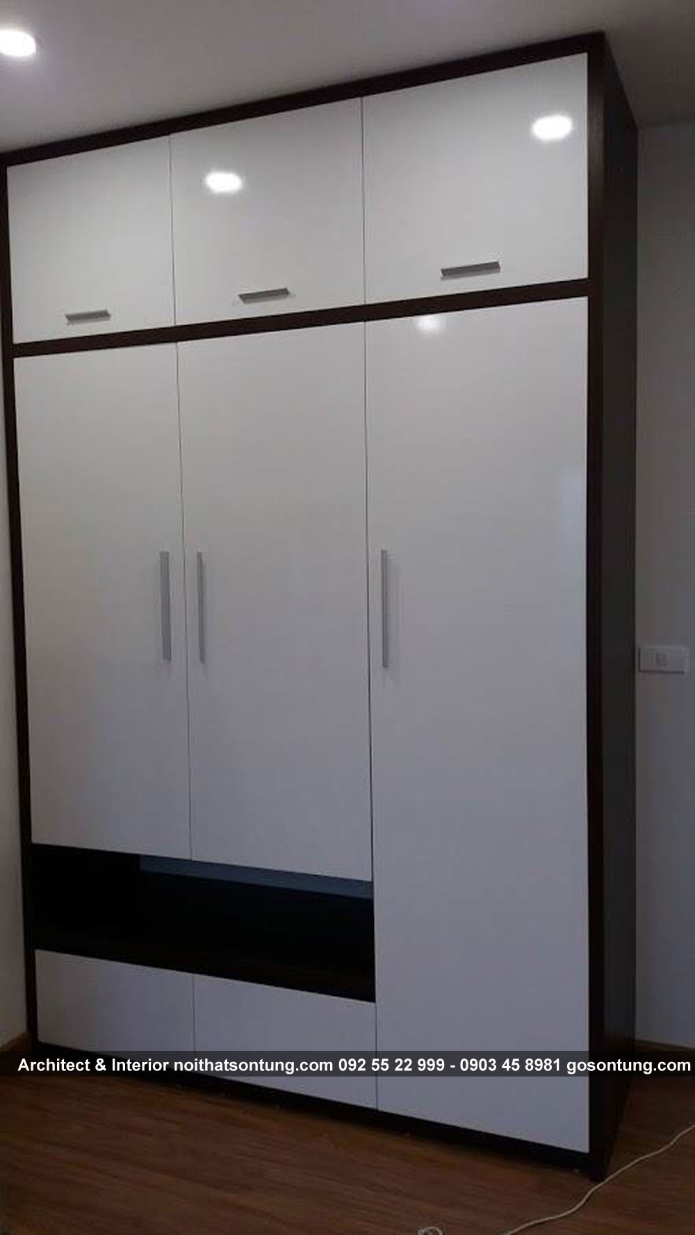 Mẫu tủ quần áo gỗ công nghiệp 3 cánh do Sơn Tùng sản xuất