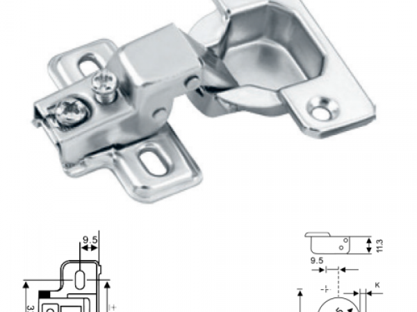 Bản lề thép mạ Nikel C-403, có giảm chấn, góc mở 95 độ, tháo lắp thường