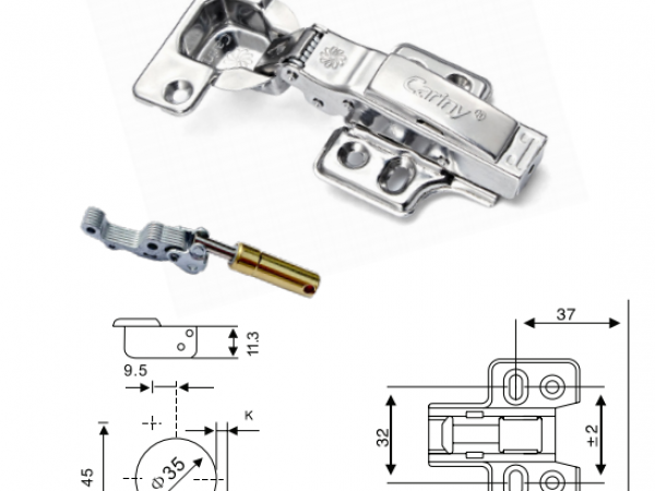 Bản lề Inox 304, tháo lắp nhanh, giảm chấn pittong đồng S35
